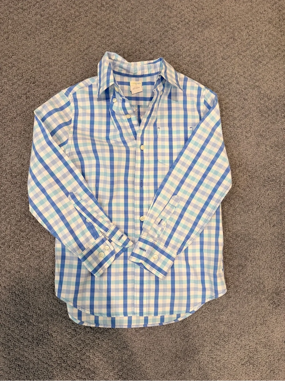 Crewcuts Blue & White Plaid Button-Down Shirt